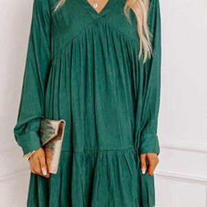 Emerald Green Maxi Asymmetrical Tiered Dress